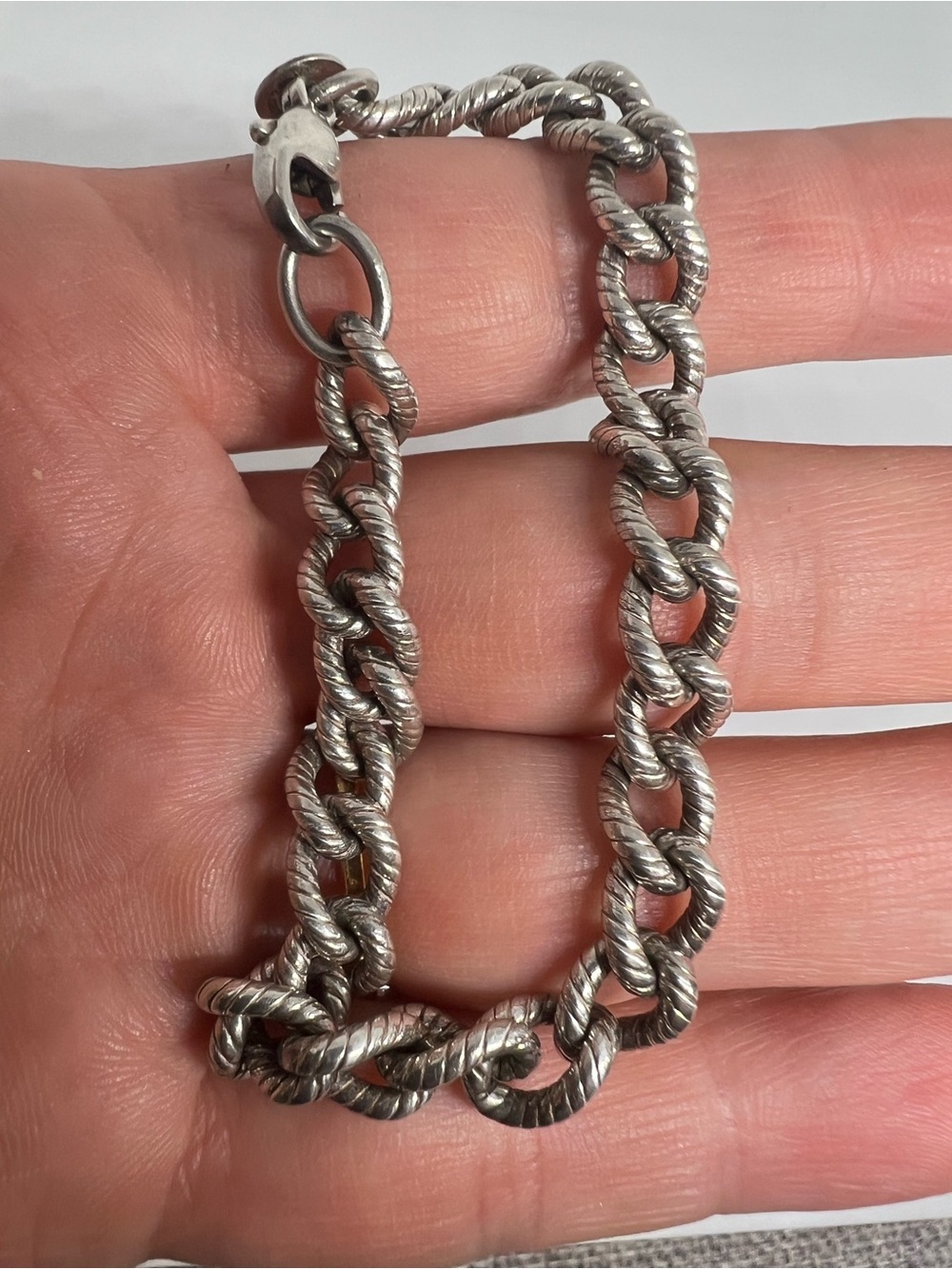 Vintage 925 Sterling Silver Twisted Link Bracelet 20.8g